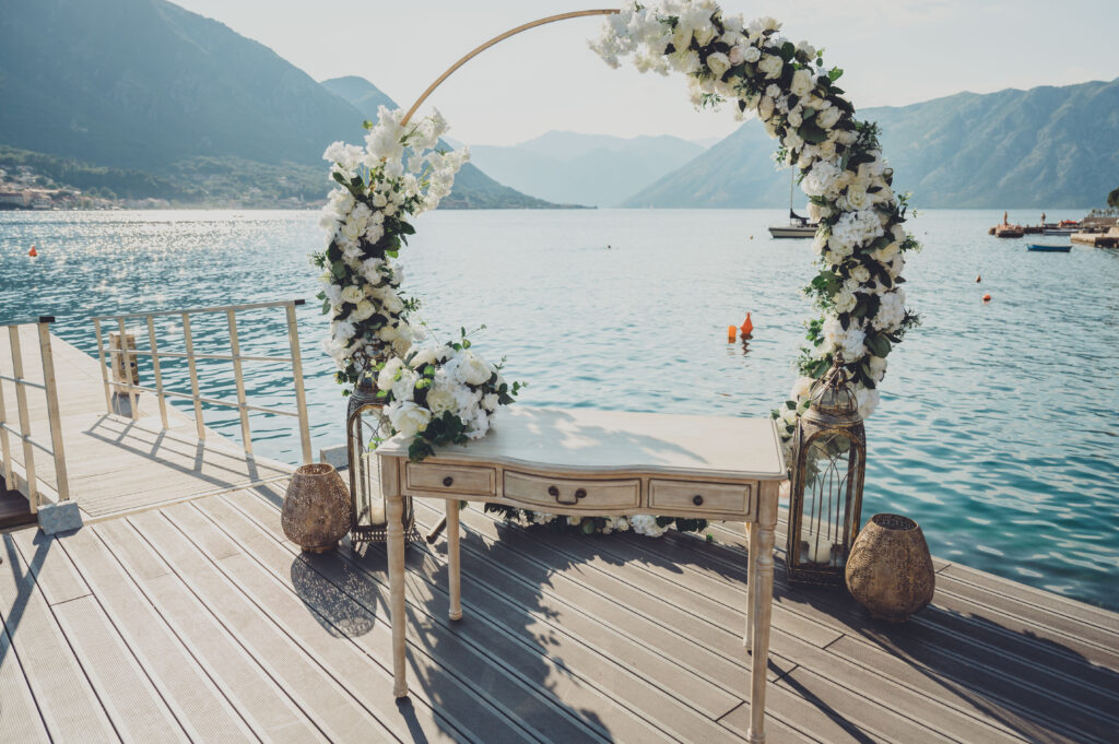 Huma Kotor bay wedding decorations