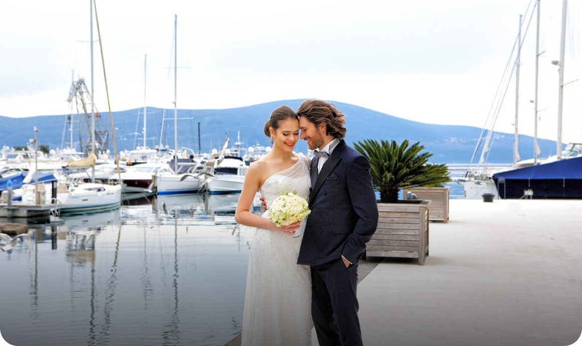 wedding in Montenegro yacht view