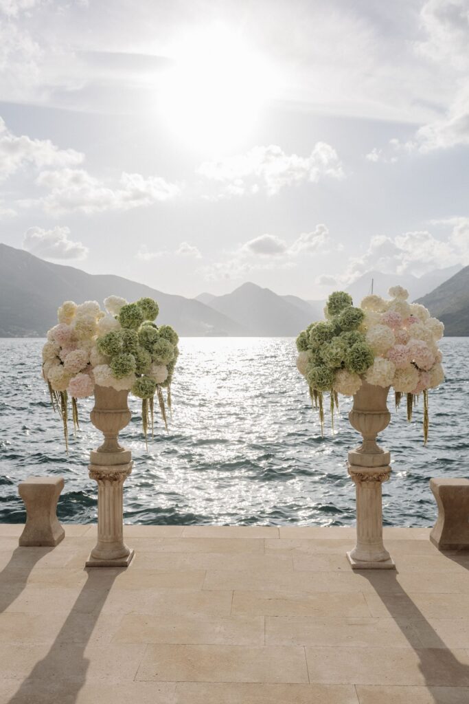 Wedding ceremony setup by the sea at Villa Shah Montenegro